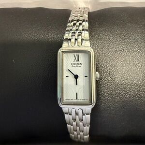 Women Citizen Eco Drive Watch G620-S116592 Silver Bracelet Steel Case White Face